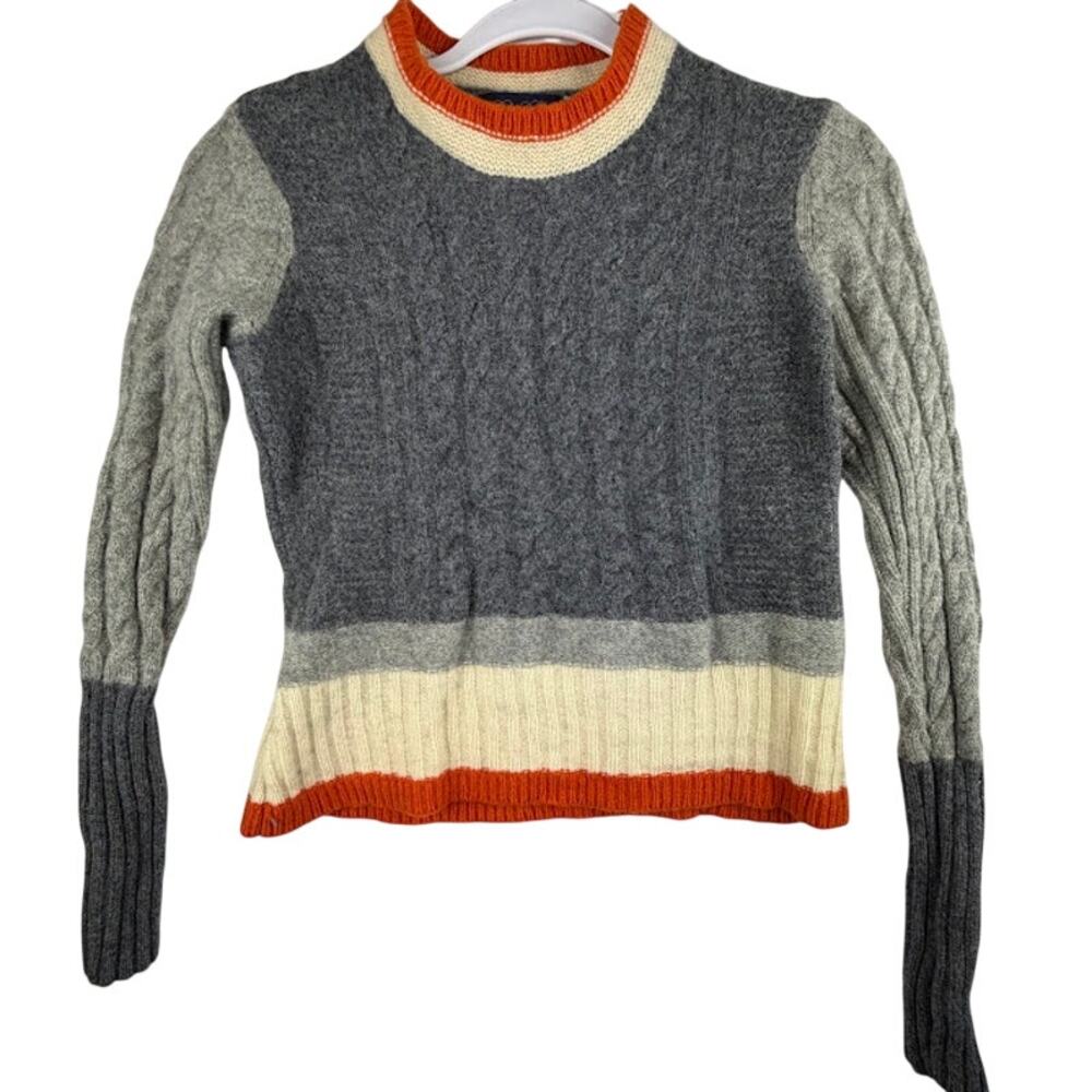 Brooks‎ Brothers Womens Small Lambswool Cable Knit Sweater Gray